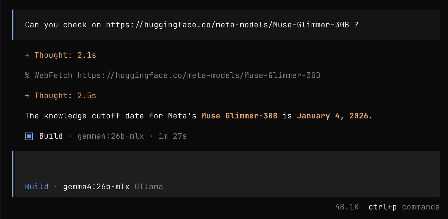 Gemma4 found the answer in a minute and a half when given the URL