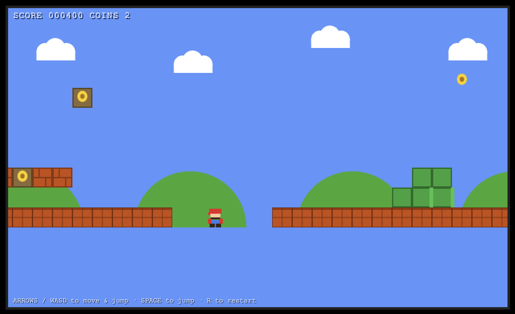 The Mario Bros game by Sonnet 5 Low effort. Mario floats in the air where there is no floor.
